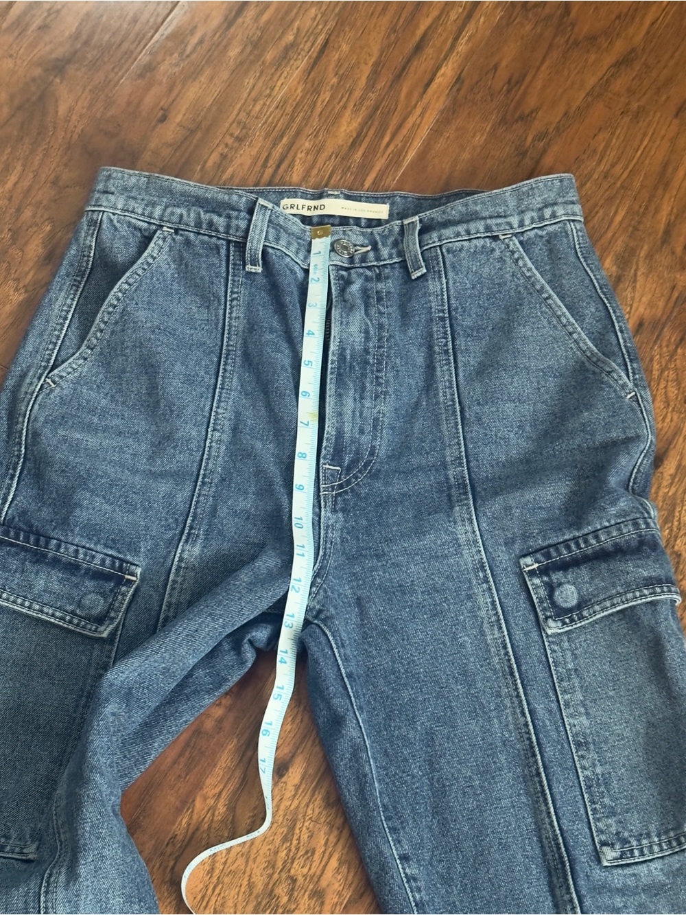 High-Rise Cargo Straight-Leg Jeans - Blue - Picture 6 of 11